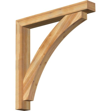 Ekena Millwork Thorton Block Rough Sawn Bracket w/ Offset Brace, Western Red Cedar, 6"W x 44"D x 44"H BKT0604X44X44THR05RWR